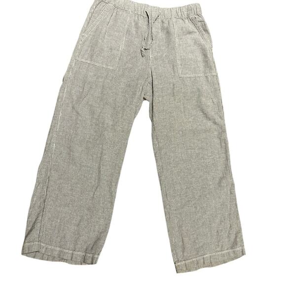 The GAP Women’s Large Striped Linen Viscose Wide Leg Elastic Waist Pants - Picture 1 of 8